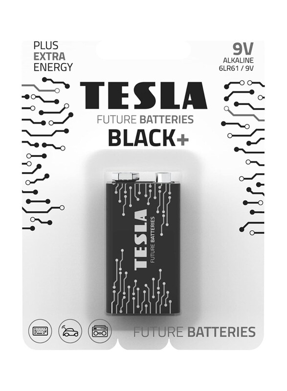 

Tesla Black+ Alkaline 9V Battery, Black