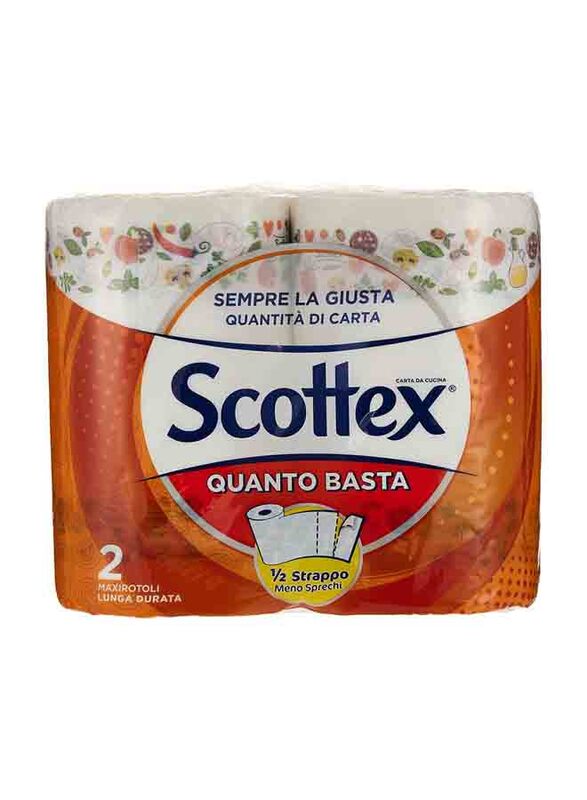 Scottex Qbasta Kitchen Towels, 2 Rolls x 100 Sheets