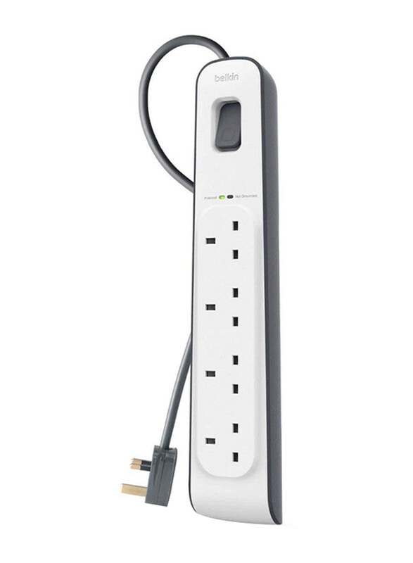 

Belkin 4-Outlet Surge Protection Strip with 2-Meter Power Cord, White/Grey