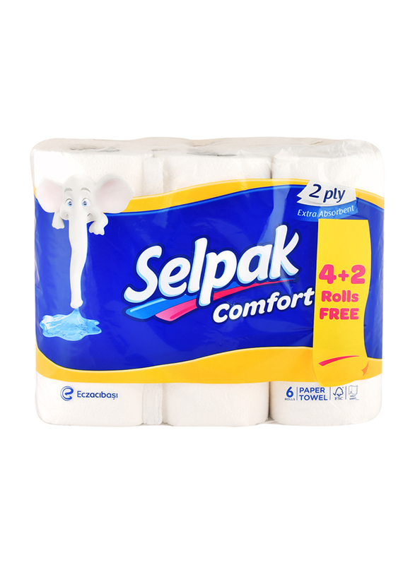 Selpak Comfort 2 Ply Paper Towel - 6 Rolls