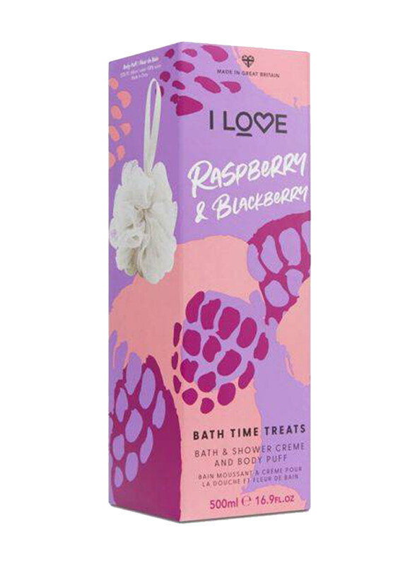 

I Love Raspberry Bath Shower & Sponge Set, 500ml