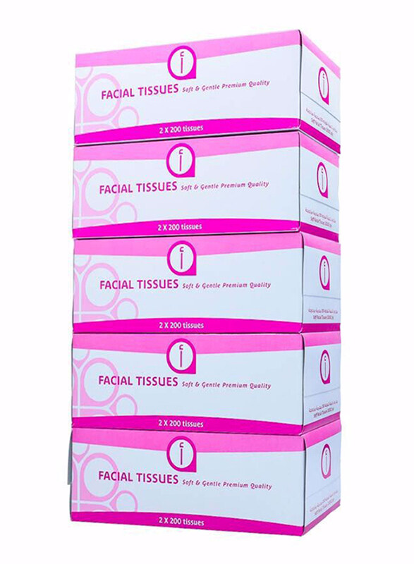 

Aswaaq Face Tissue, 5 Boxes x 200 Sheets x 2 Ply