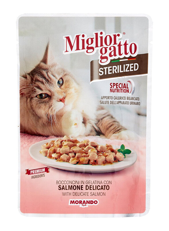 

Miglor Gatto Sterilized Chunks in Jelly with Tender Salmon Cats Wet Food, 85g