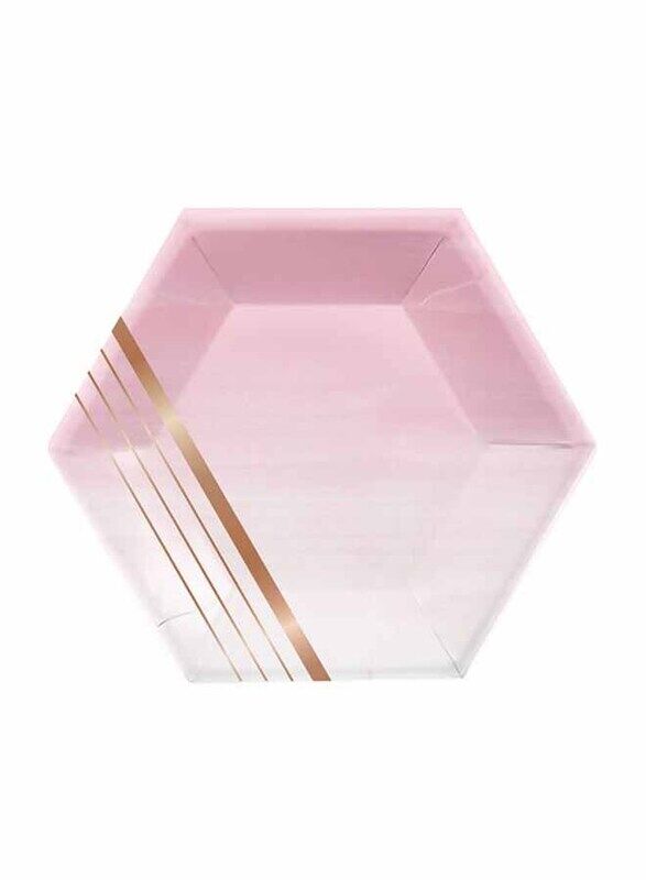 

Creative Converting Rose All Day Luncheon Hexagon Foil Plates, 8 Pieces, Pink