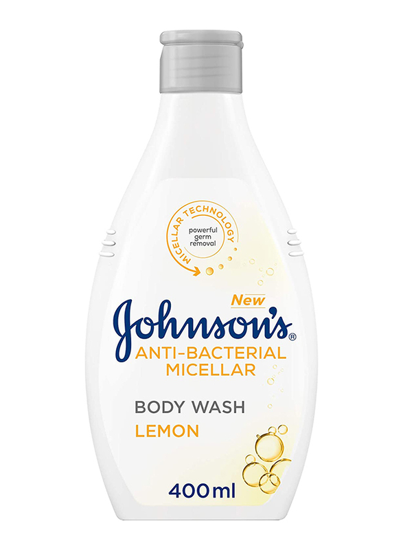 Johnson's Anti-Bacterial Micellar Lemon Body Wash, White, 400ml