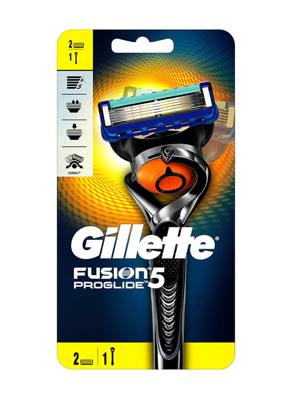 Gillette ProGlide 5 Men's Razor Handle with 2 Blade Refills, Silver/Black