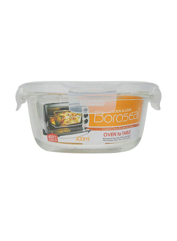 

Lock & Lock 400ml Glass Boroseal Round Oven Container with Lid, Llg 822, Clear