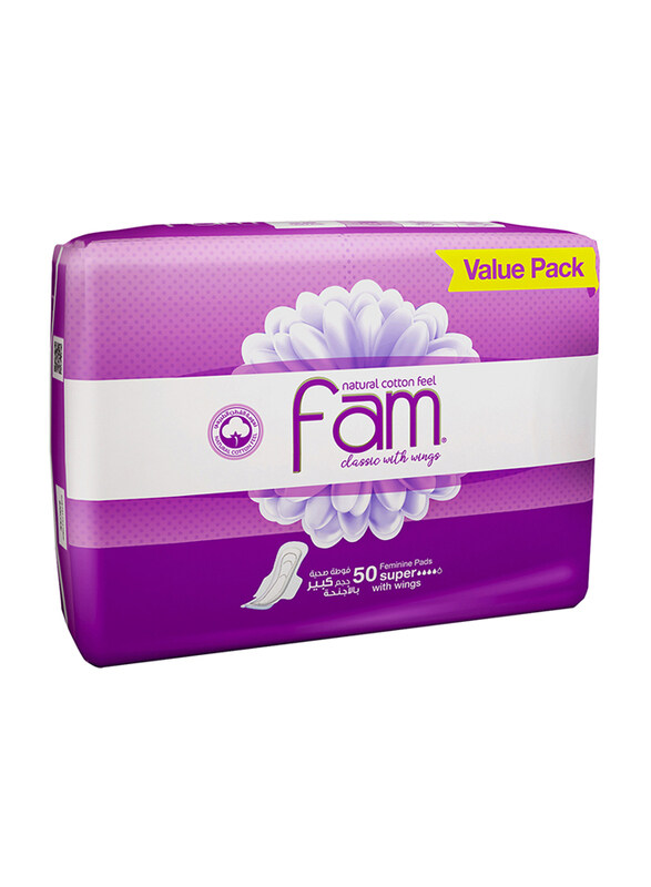 

Fam Sanitary Pads Maxi Folded With Wings Super, 50 Pads