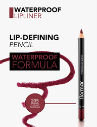 Flormar Waterproof Lipliner Pencil, 205 Elegant Bordeaux, Brown
