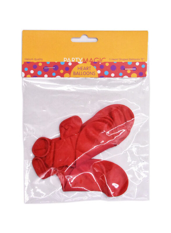 

Party Magic Red Heart Shape Balloons, 5 Pieces