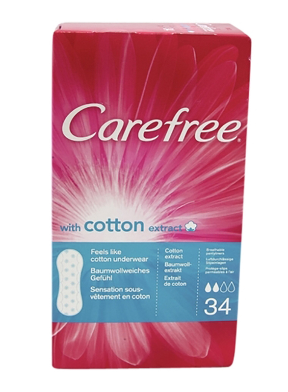 

Carefree Breathable with Cotton Extract Sanitary Pads, 34 Pieces