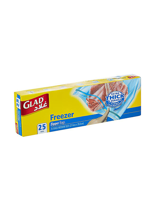 

Glad Zipper Freezer Gallon Bags, 27.4x26.5cm, 25 Pieces