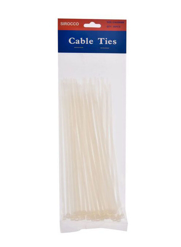 Sirocco Cable Ties, 50 Pieces, White