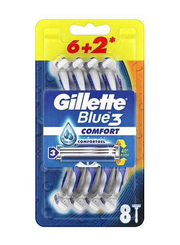 Gillette Blue3 Disposable Razor, 8 Pieces