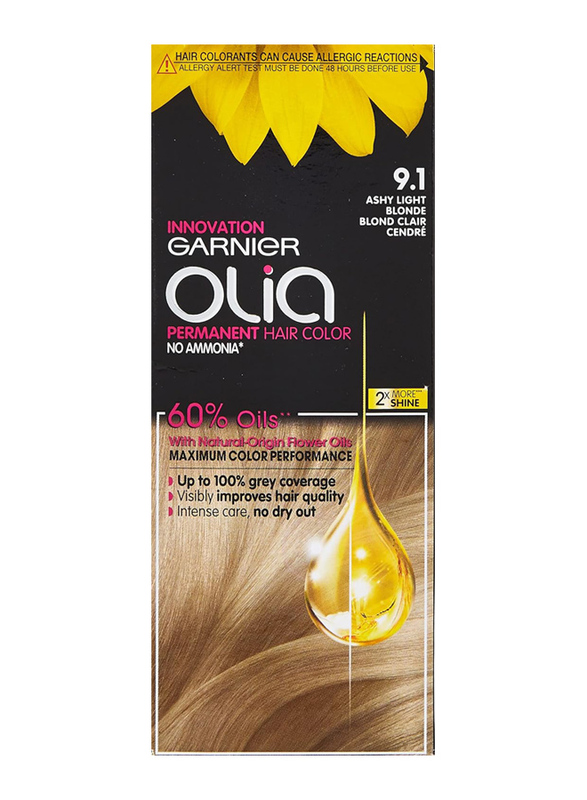 Garnier Olia Permanent Hair Color, 9.1 Ashy Light Blonde