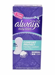 Always Daily Liners Flexible Comfort Sanitary Pads, Normal, White, 20 Pieces