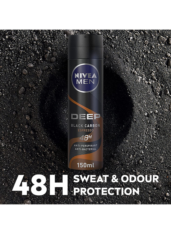 Nivea Men Deep Black Carbon Espresso Anti-Perspirant Spray, 150ml