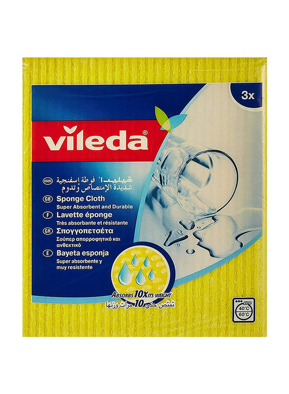 

Vileda Sponge Cleaning Cloth, Yellow, 3 Pieces