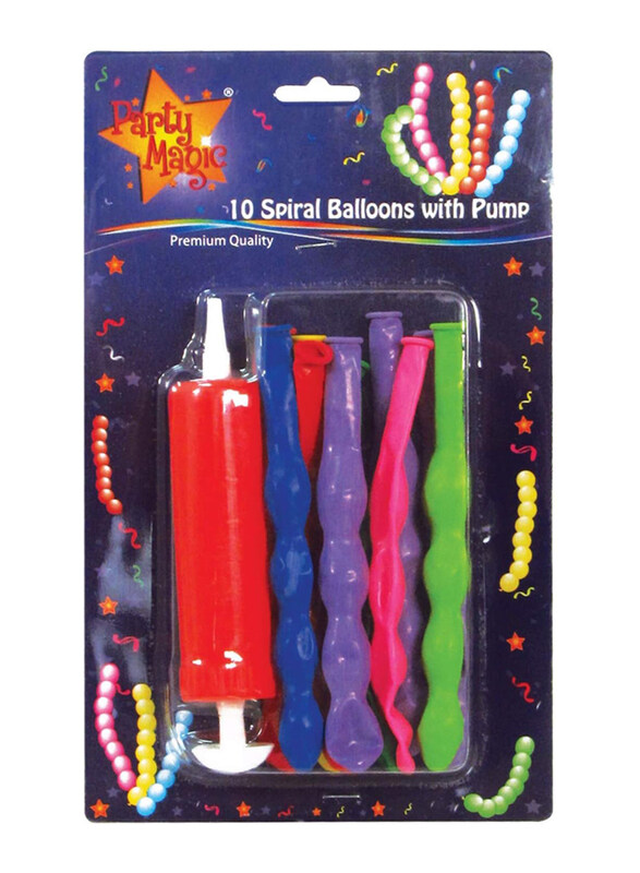 

Party Magic Spiral Balloons with Pump, 10 Pieces, Multicolour