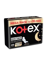 Kotex Maxi Thick Sanitary Pads, 48 Pieces