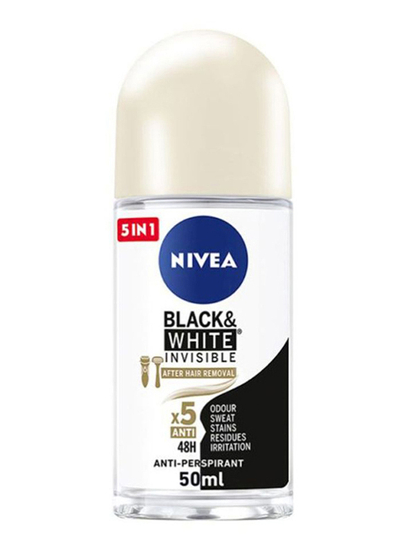 Nivea Black & White Invisible Silky Smooth Antiperspirant Roll-On for Women, 50ml