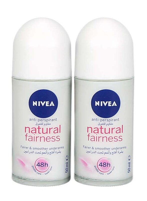 

Nivea Natural Fairness Antiperspirant Roll-On for Women, 2 x 50ml