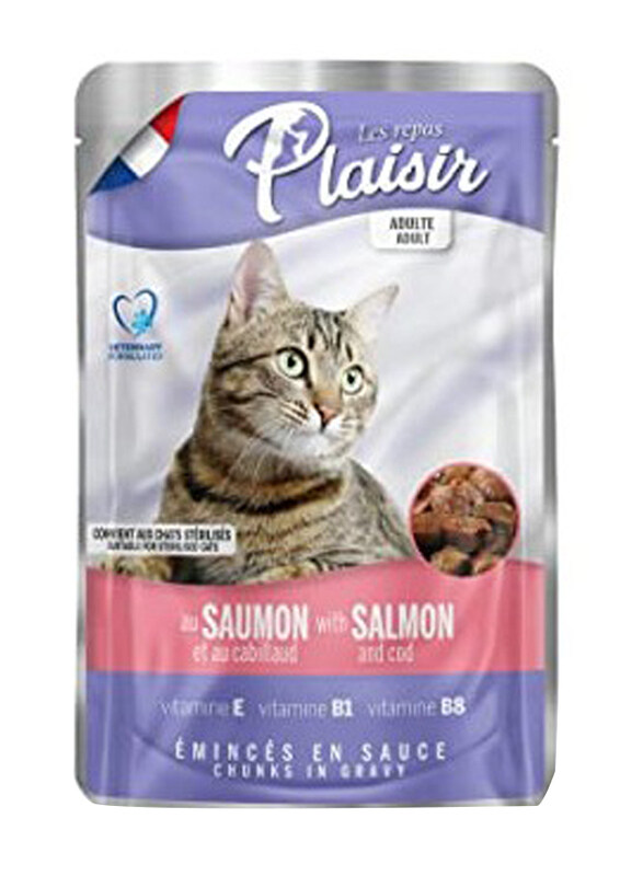 

Plaisir Pouch Adult Sterilised Salmon Cats Wet Food, 100g