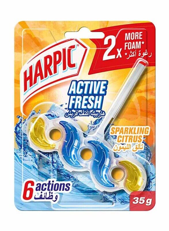 

Harpic Active Fresh Sparkling Citrus Toilet Cleaner Rim Block, Multicolour, 35g