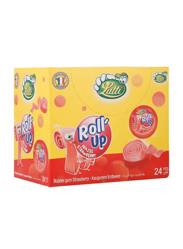 Lutti Roll Up Strawberry Bubble Gum, 24 x 29g