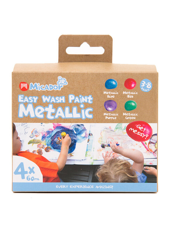 

Micador Easy Wash Metallic Paint Tubs, 4 x 60ml, Multicolour