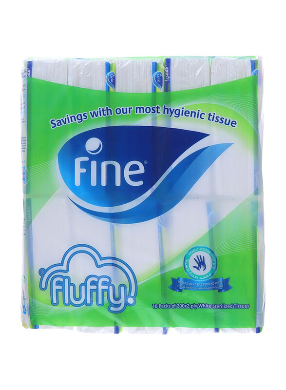 

Fine Fluffy White Sterilized Facial Tissues, 2 Ply x 10 x 200 Sheets