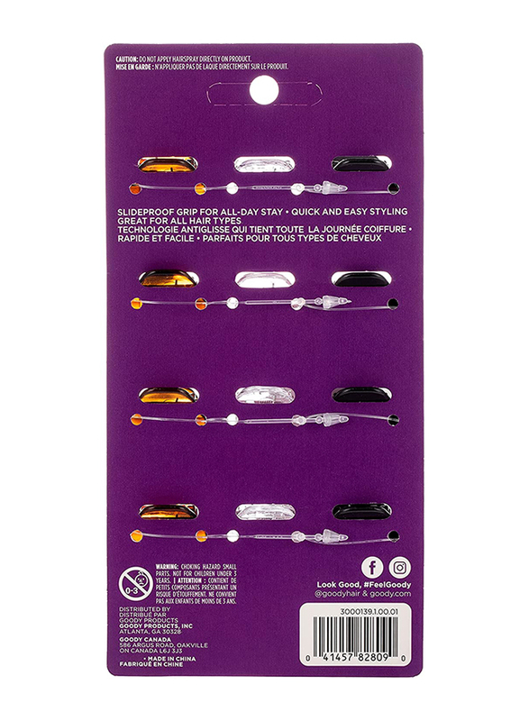 Goody Classics Small Hair Claw Clip Set for All Hair Types, Multicolour, 12 Pieces