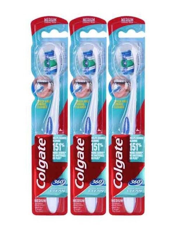 

Colgate 360 Base Medium Toothbrush, 3 Pieces