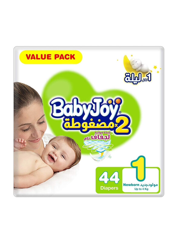 

Baby Joy 2X Compressed Diamond Pad Diaper, Size 1, 0-4 Kg, 44 Count