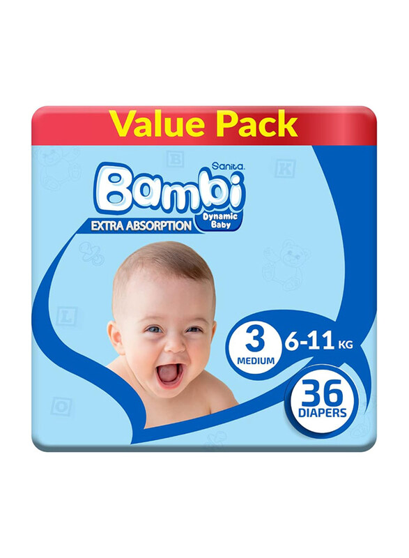 

Sanita Bambi Baby Diapers, Size 3, 6-11 Kg, 36 Count