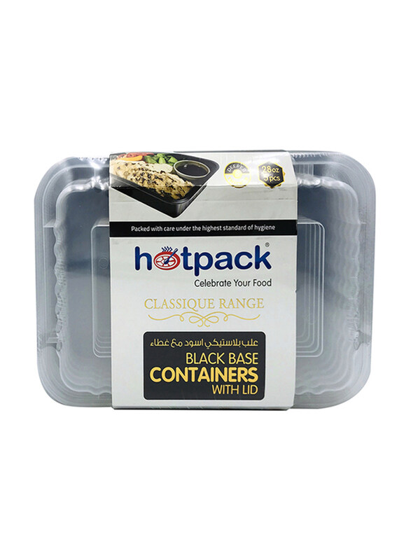 

Hotpack 5-Piece Plastic Base Microwave Rectangular Container Set with Lid, 28oz, Black