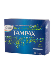 Tampax Super Tampons Feminine Sanitary Pads, 12 Pieces