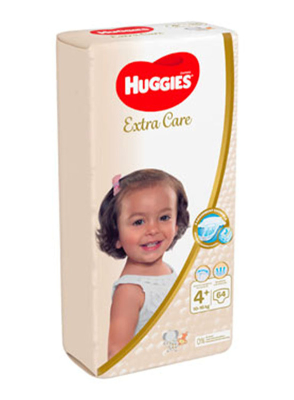 Huggies Extra Care Diapers, Size 4, 10-16 Kg, Jumbo Pack, 64 Count