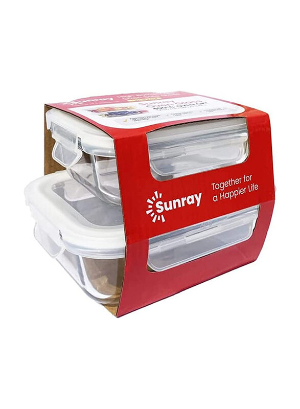 

Sunray 2-Piece Glass Food Storage Sets, 370 + 640ml, Clear