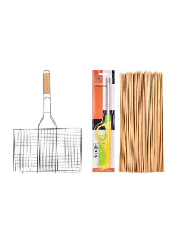

Picnic Time 3-Piece Grill with Bamboo Stick & Lighter, Multicolour