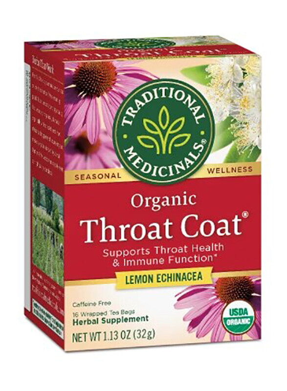 

Traditional Medicinals Throat Coat Lemon Echinacea Tea, 16 Tea Bags x 2g