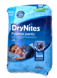 Huggies Drynites Pyjama Pants, 4-7 Years, 17-30 kg, Maxi Pack, Spider-man Print for Boys, 16 Count