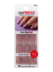 Broadway imPress Press-On Manicure One Step Gel Goal Digger False Accent Nails, 30 Nails, BIPA170, Purple