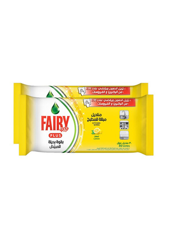 

Fairy Lemon Wipes, 2 x 30 Wipes