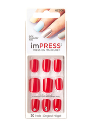 Impress Broadway Flash Mob Press-On Manicure Nails, 30 Pieces, Red