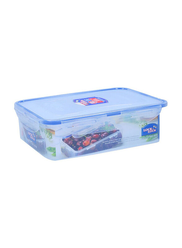 

Lock & Lock Polypropylene Rectangle Food Container, 1.6 Liter, Clear/Blue