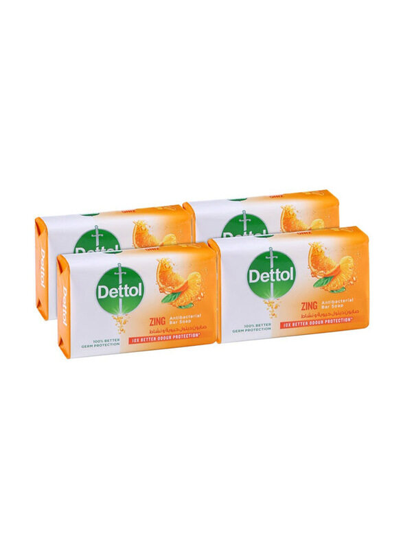 

Dettol Zing Antibacterial Soap Bar, 4 x 120gm