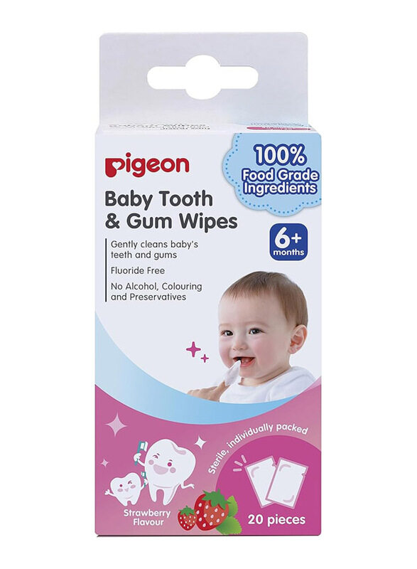 

Pigeon 20-Piece Strawberry Baby Tooth & Gum Wipes, White