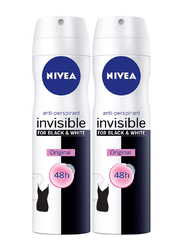 Nivea Invisible for Black & White Deodorant, 150ml, 2 Pieces