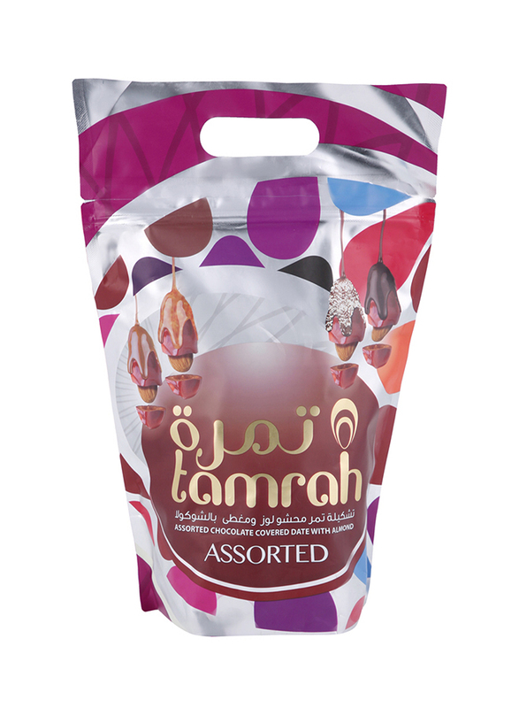 Tamrah Assorted Chocolate Covered Date with Almond Zipper Bag, 600g